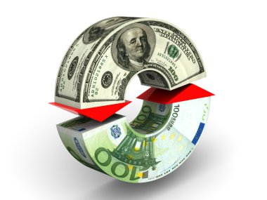 Currency exchange. dollar. Euro clipart