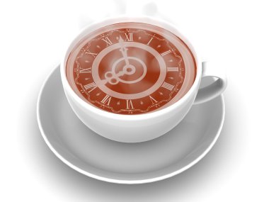 Cup with clock. 3d clipart