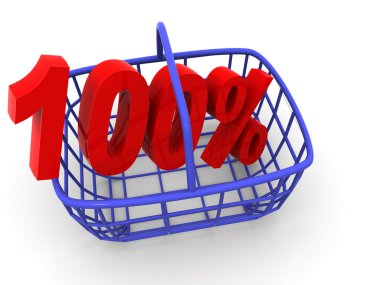 Consumer's basket with percent clipart