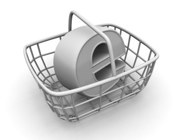 Consumer's basket with symbol for internet clipart