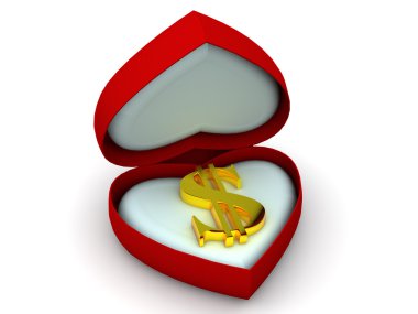 Box as heart with dollar clipart