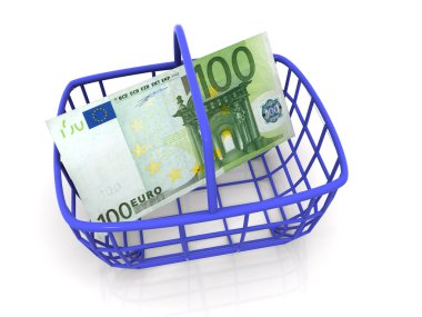 Consumer's basket with handred euro clipart