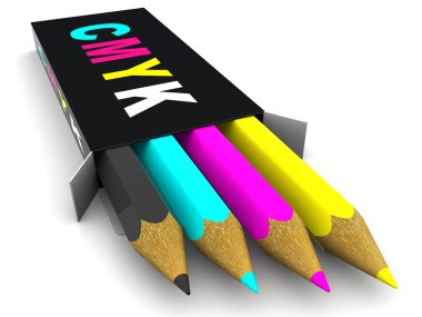 Box with pencils. CMYK clipart