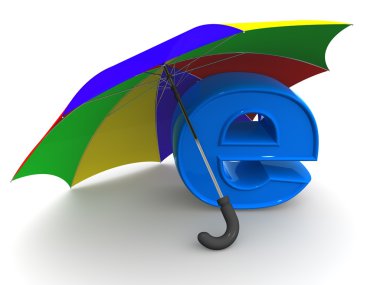 Internet simge şemsiye ile