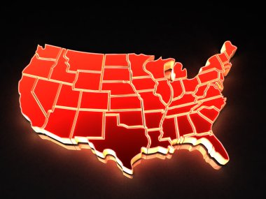 Map of USA. 3d clipart
