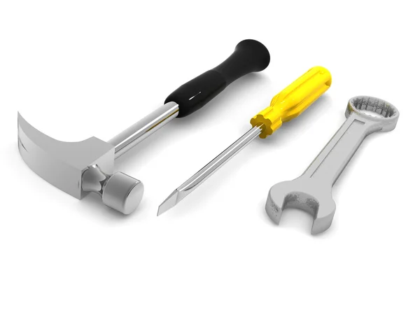 Skrewdriver, 망치, 스 패너 — 스톡 사진