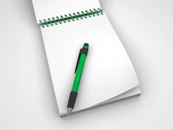 Notebook en de pen — Stockfoto