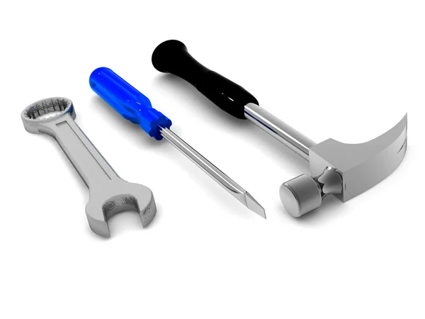 Skrewdriver, csavarkulcs és Hammer — Stock Fotó