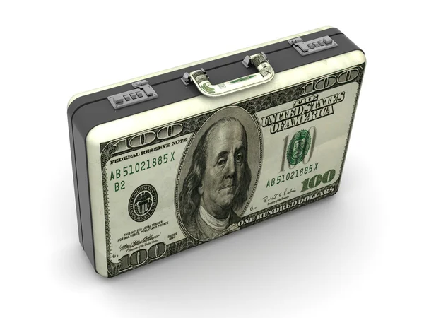 Чемодан с долларами . — стоковое фото