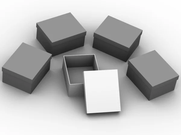 Cinco caixas — Fotografia de Stock