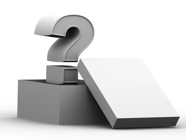 Box and question. 3d — Stock Photo, Image