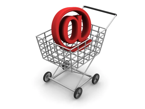 Consumer's basket and symbol of the Internet — Stock Photo, Image