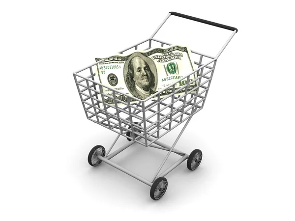 Consumer's basket and dollar — Stock Photo, Image