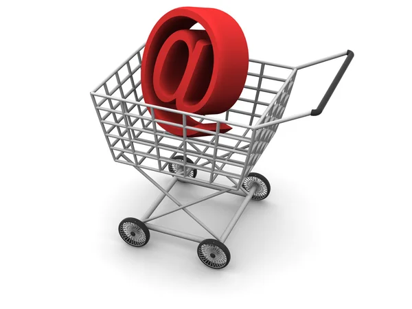 Consumer's basket and symbol of the Internet — Stock Photo, Image