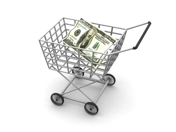 Consumer's basket and dollar — Stock Photo, Image