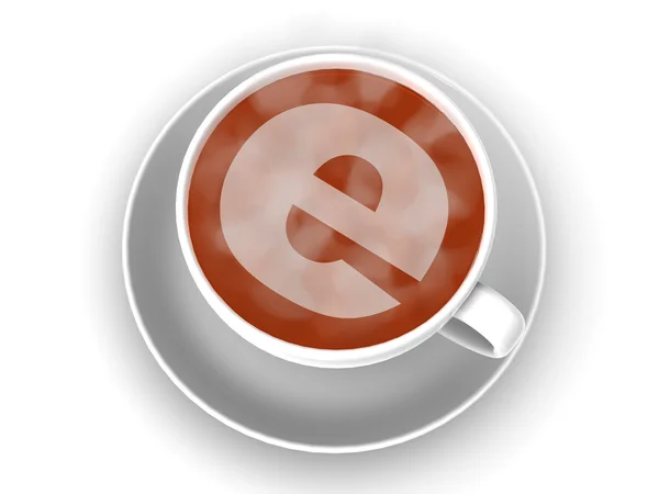 インターネットのシンボルとコーヒー 1 杯 — ストック写真