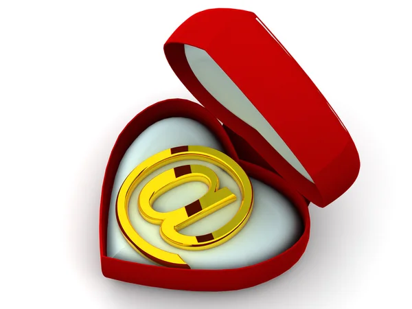 Box as heart with a symbol for internet — Stock Photo, Image
