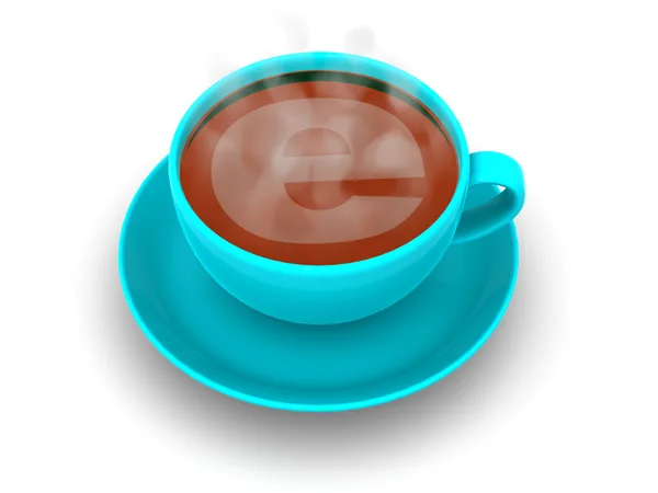 Taza de café con un símbolo de Internet — Foto de Stock