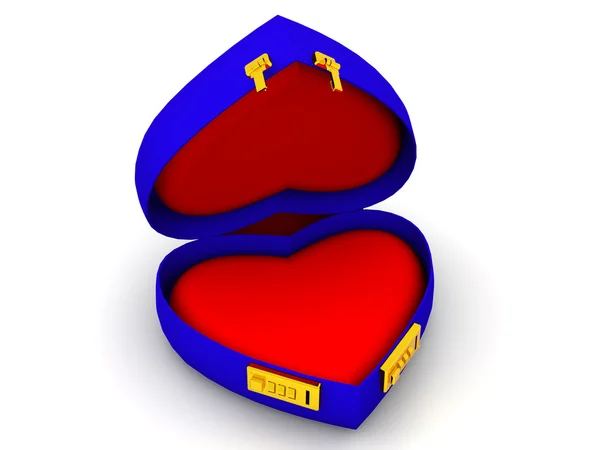 코드 자물쇠를 가진 심장 상자 — 스톡 사진