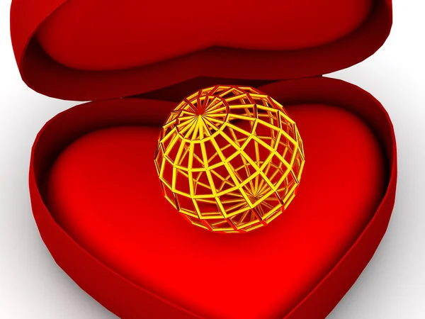 Caja como corazón con un globo —  Fotos de Stock