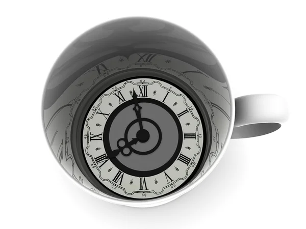 Cup with clock. Eight o'clock — Stock Photo, Image