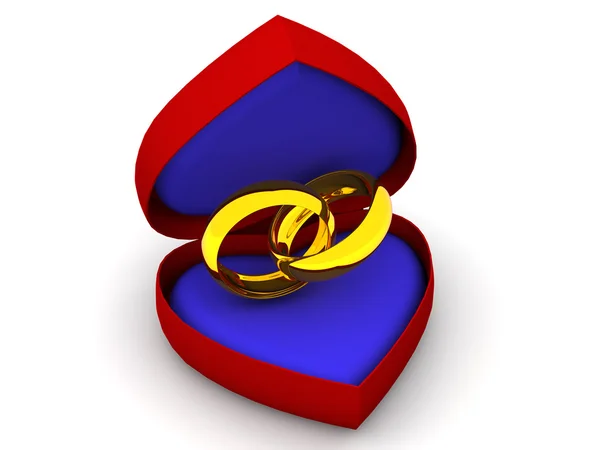 Caja como corazón con anillos de boda —  Fotos de Stock