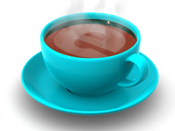 Tazza di caffè con un simbolo di Internet — Foto Stock