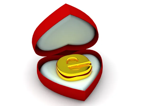Caja como corazón con un símbolo para internet. 3d —  Fotos de Stock