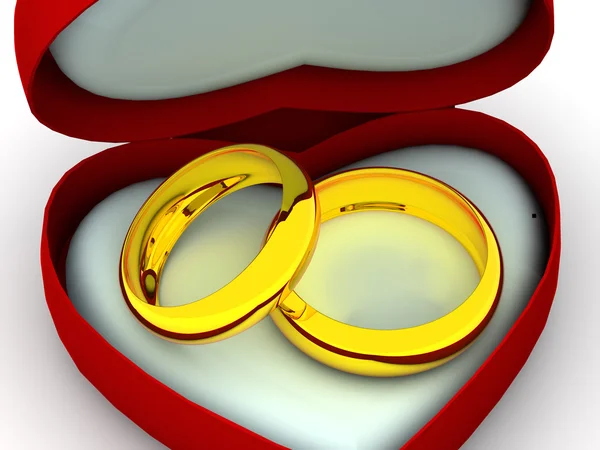 Caja como corazón con anillos de boda —  Fotos de Stock