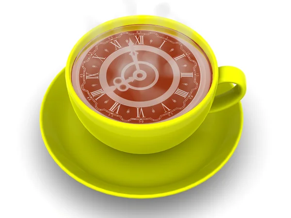 Cup met klok. Acht uur — Stockfoto