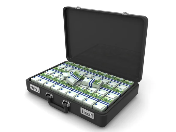 Suitcase with euro. 3d — Stock Photo, Image