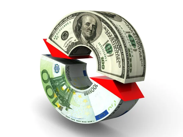 Обмен валюты. Доллар. Евро — стоковое фото