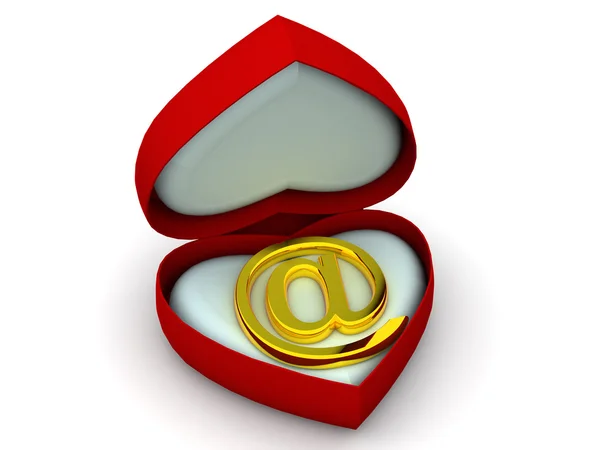 Box as heart with a symbol for internet — Stock Photo, Image