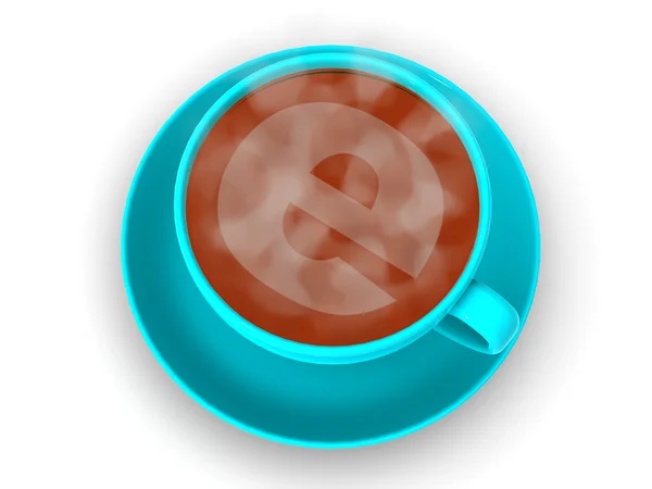 Cup of coffee with a symbol of the internet — Stock Photo, Image