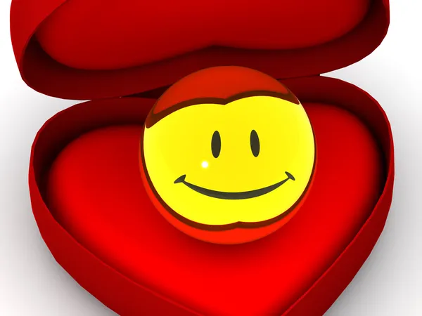 Caja como corazón con una sonrisa . — Foto de Stock