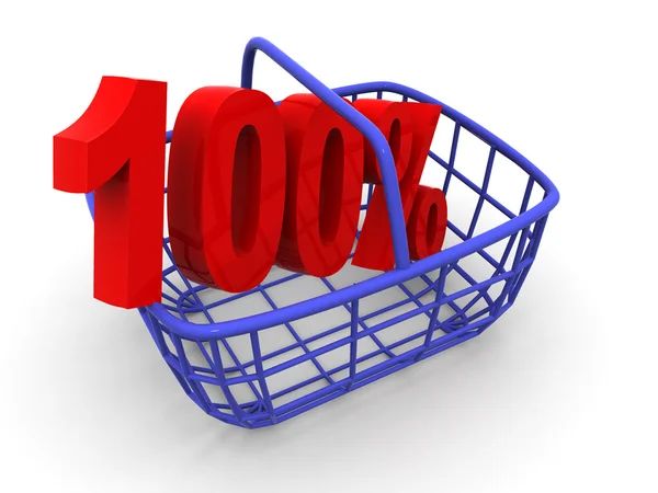 Consumer's basket with percent. 3d — Stock Photo, Image