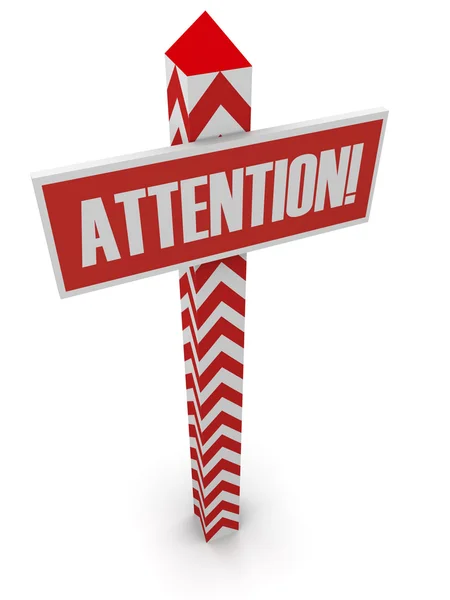 Post "attention". 3D — Stock Photo, Image