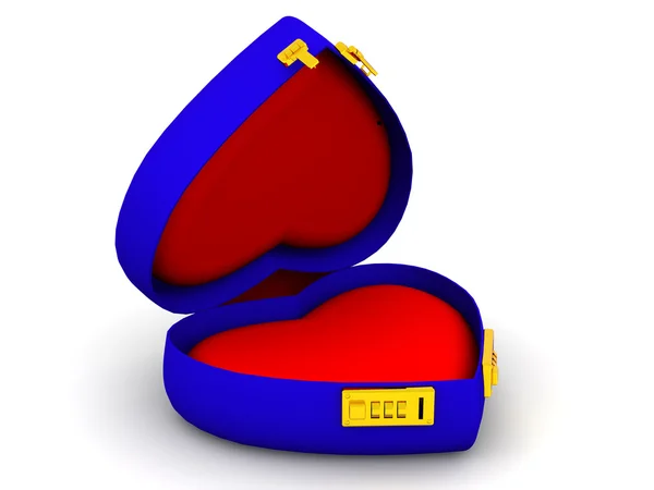 Kod kilitleri ile kalp kutu — Stok fotoğraf