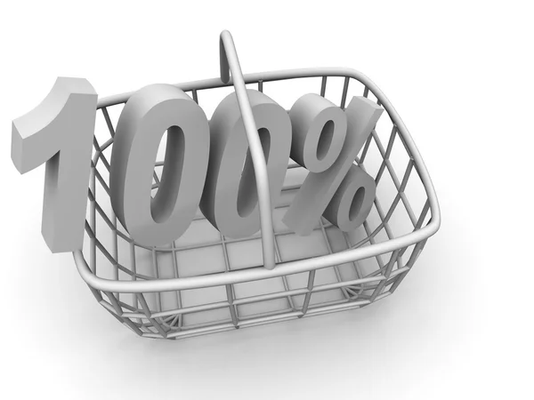 Cesta del consumidor con porcentaje — Foto de Stock