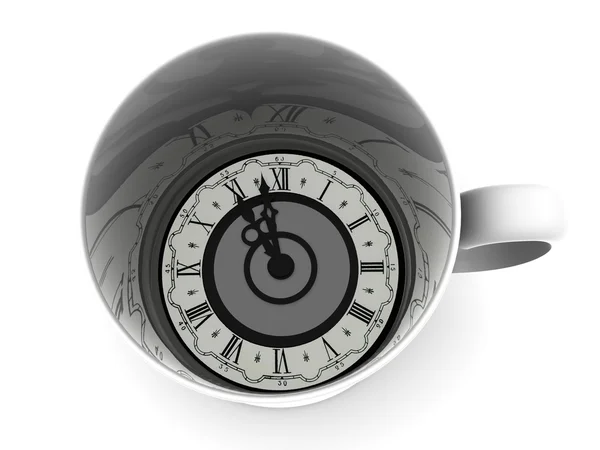 Cup with clock. Eleven o'clock — Stock Photo, Image
