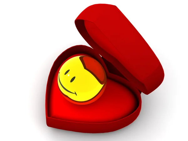 Box as heart with a smile — Stock Photo, Image