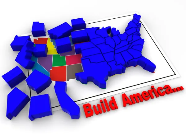 Головоломка «построить США». 3D — стоковое фото