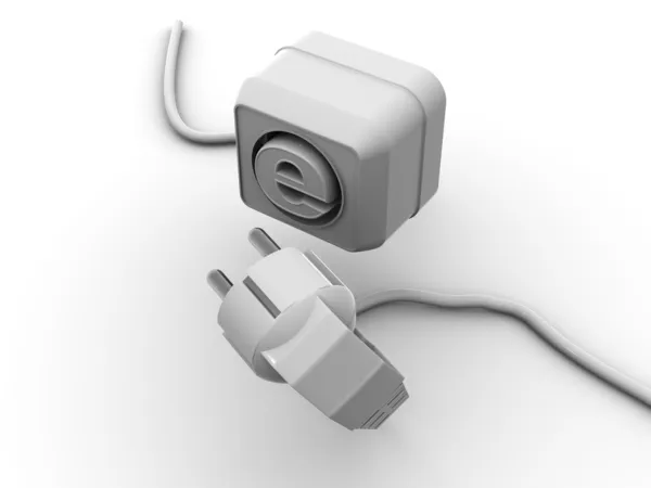 Plug and socket con símbolo para internet — Foto de Stock