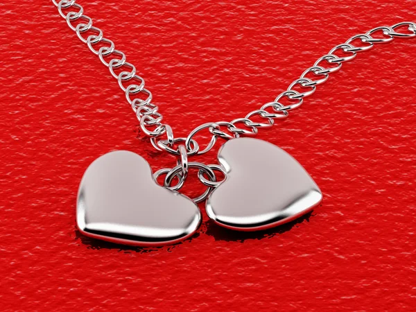 Chain with two hearts — Stock Photo, Image