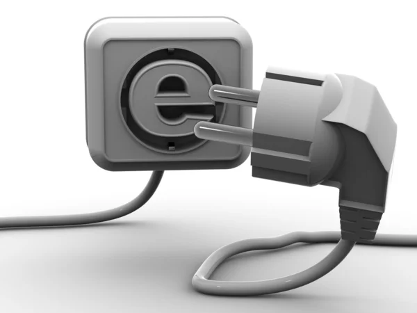 Plug and socket com símbolo para internet . — Fotografia de Stock