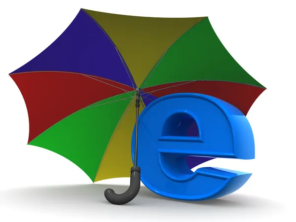 우산을 가진 인터넷의 상징 — 스톡 사진