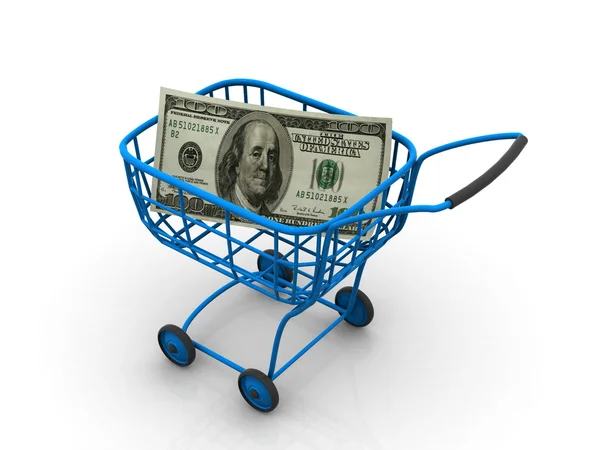 Consumer basket with dollar. 3d — Stock Photo, Image