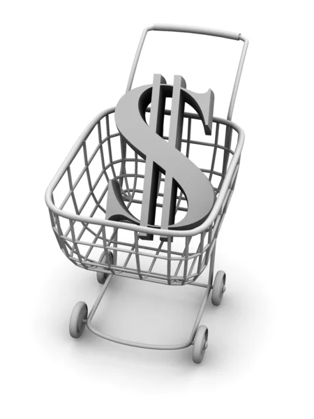 Consumer basket with dollar. 3d — Stock Photo, Image