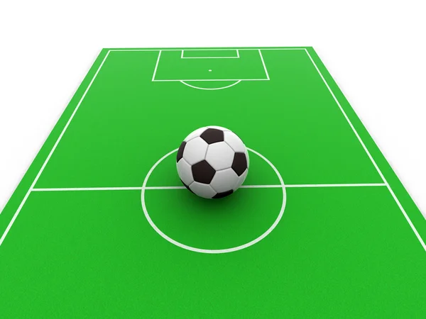 Ball on field. 3d — Stock Photo, Image