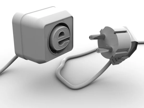 Plug and socket with symbol for internet — Stock Photo, Image